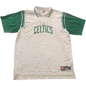 Vintage Nike Team Sports Boston Celtics Quarter Zip Polo Shirt Mens XXL Cream